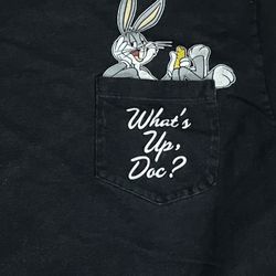 Bugs Bunny Black What's Up Doc Looney Tunes T-shirt Adult Sz Large