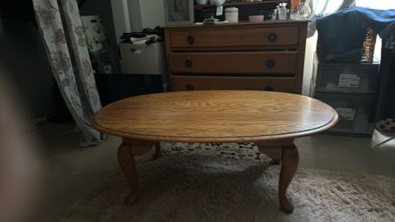 Light Oak Color Oval Coffee Table