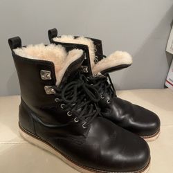 Mens Real Leather Uggs Boots With Wool, Size 12. Super Worm & Waterproof