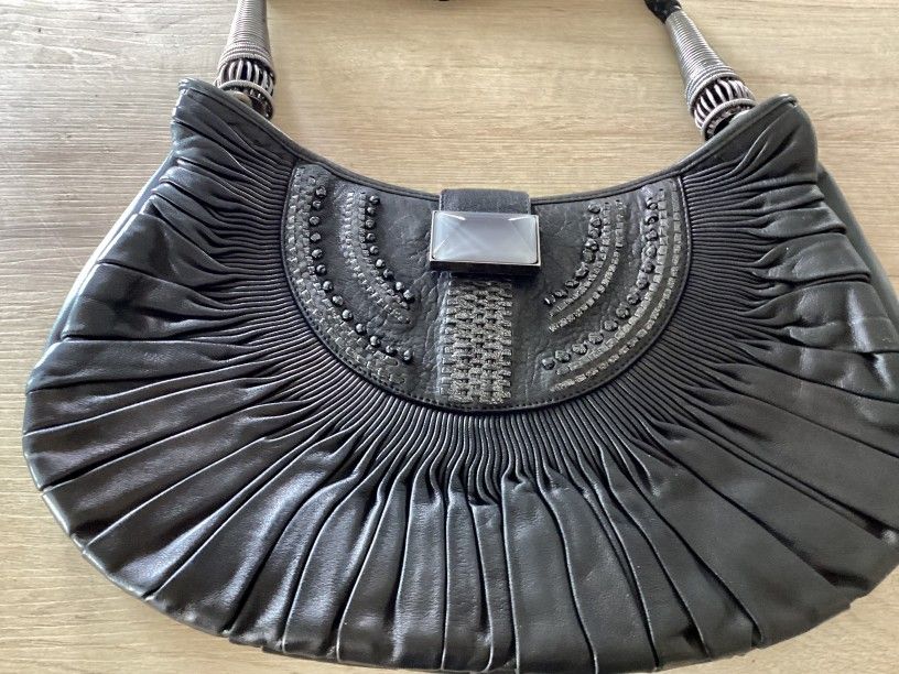 Dior plisse calfskin gray jewel hobo handbag