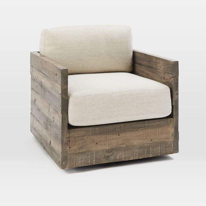 west elm Emmerson® Reclaimed Wood Swivel Chair (RETAIL $1600 - Set Of Two)