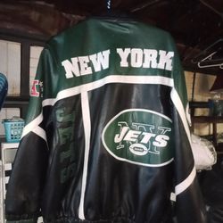 New York Jets Leather Jacket Size Medium