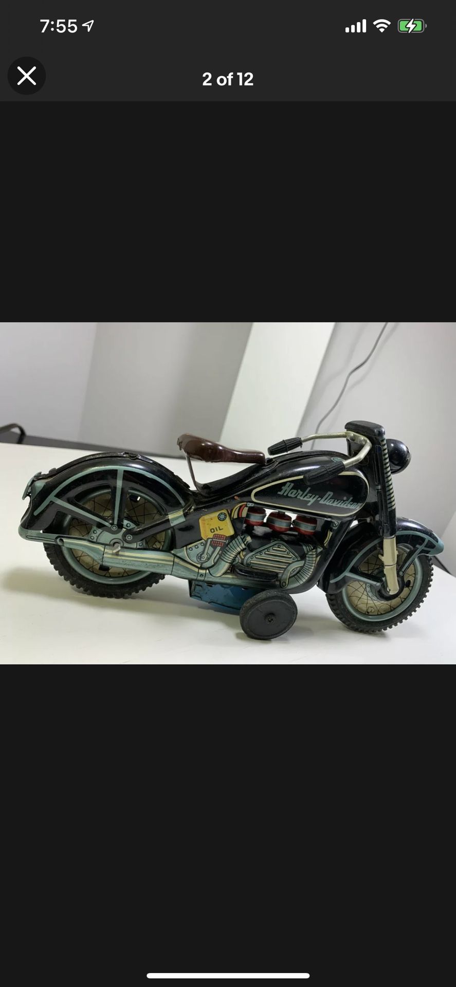 Vintage Tin Friction Toy Piston Japan 1959 Harley Davidson