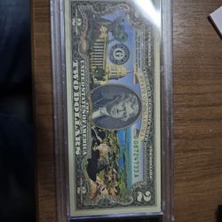 Colorized State 2 Dollar Bill