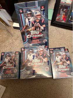 2025 Topps Chrome Football Hobby Mega Blaster Hanger all 4 boxes
