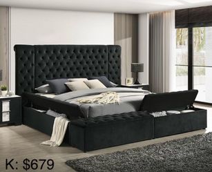 King bed frame with storage
