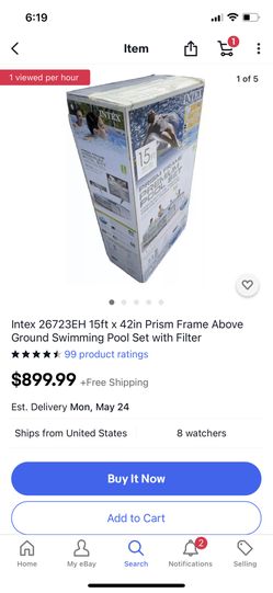 New in box factory sealed Condition is New. Shipped with FedEx Ground or FedEx Home Delivery. Intex 26723EH 15ft x 42in Prism Frame Above Ground Swim