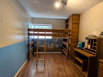 Used bunk bed and storage tower