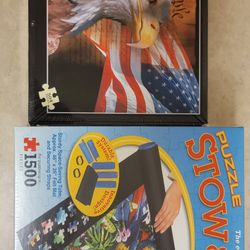 We The People 504 Piece Jigsaw Puzzle 16" X 20" & 1500 Piece Puzzle Stow & Go (Ravensburger)