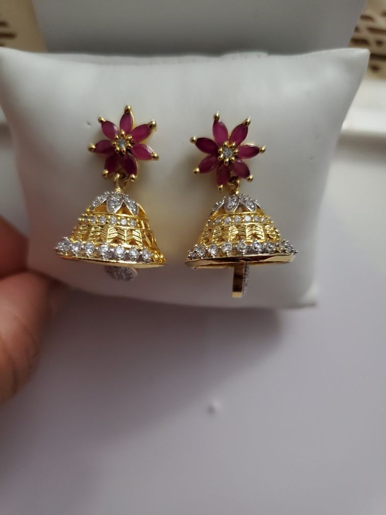 Ruby cz diamond earrings