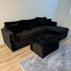 💥 Brand New Black Corduroy Sectionals (happy Customer)