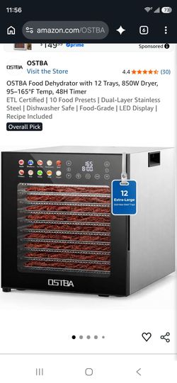 Ostba 12 tray dehydrator