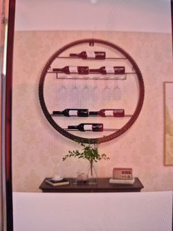 6 bottle wall mounted indoor decorative wicker wine