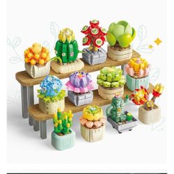 BIZNESMEN 𝟭𝟬𝟵𝟱 PCS Succulent Flower Building Set, 12 Beautifully Potted Plants to Stimulate Creativity and Fun for Girls and Boys Ages 6, 7, 8, 9,