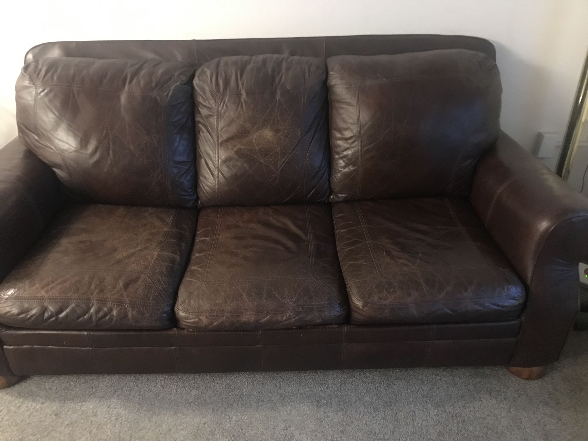 Leather Sleeper couch and recliner chair