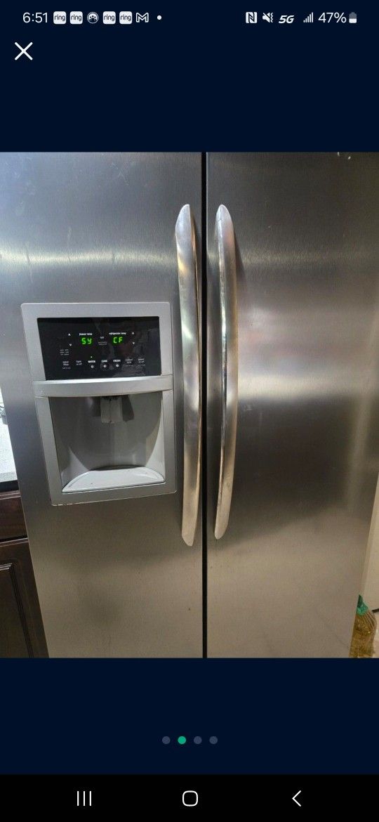 Stainless steel refrigerator.