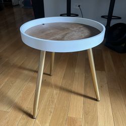 white and gold side table