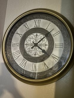 Large Gray/Gold Clock