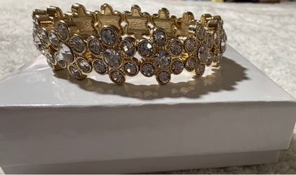 Gold-Tone Crystal Stretch Bracelet