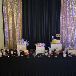 Black And Rose Gold Backdrops And Table Setting