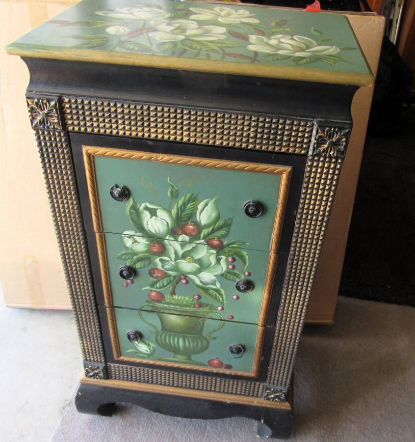 Hand Painted Free Standing Jewelry Box Armoire