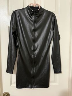 SEXY VERSATILE FAUX LEATHER MINI DRESS COSTUME  SIZE O/S