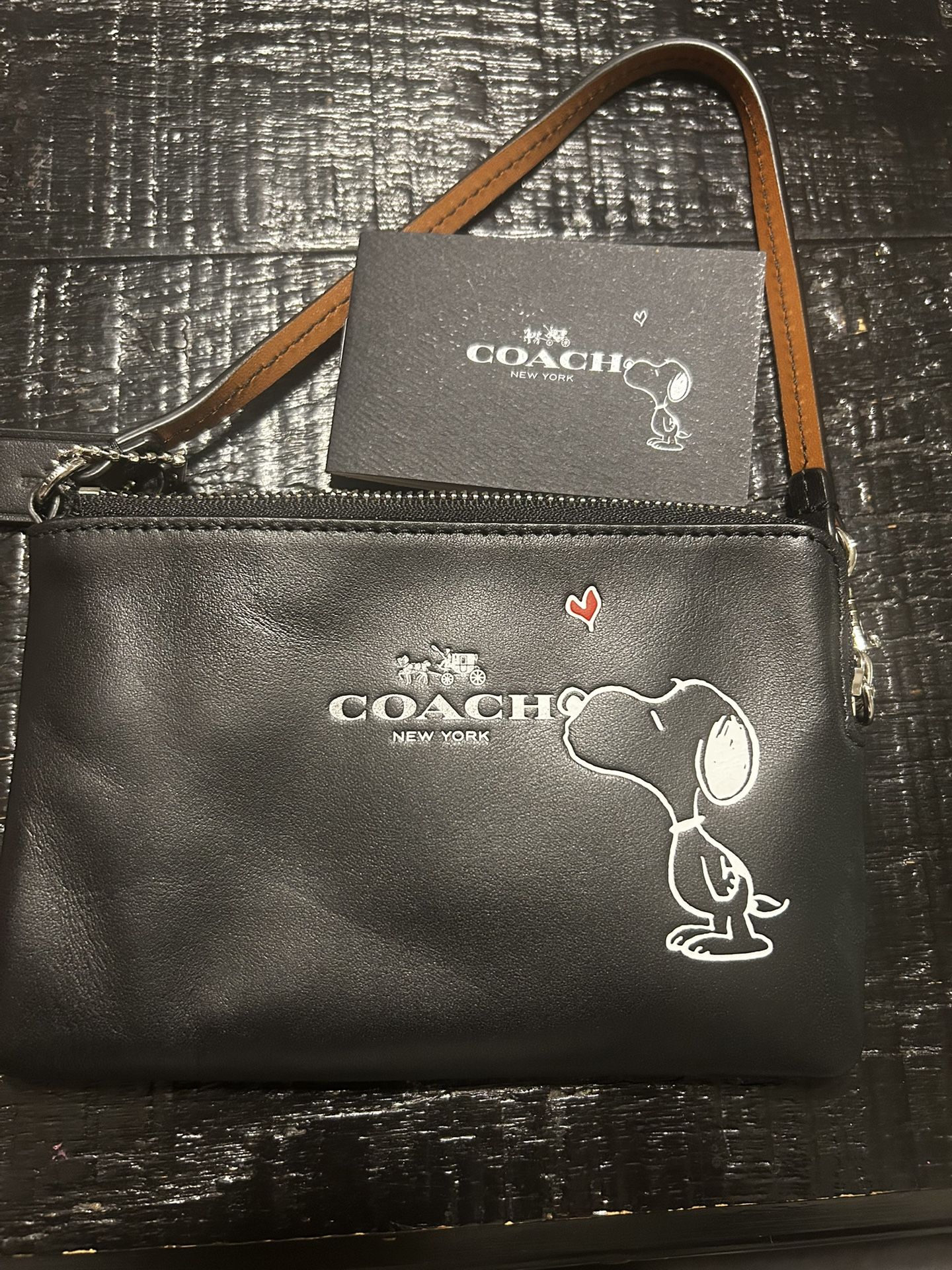 COACH x Peanuts Snoopy Wristlet Leather