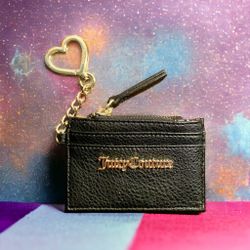 New Juicy Couture Leather Card Holder with Gold-tone Hardware 
