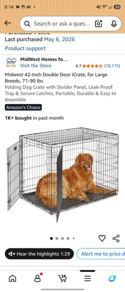 Midwest 42-Inch Double Door iCrate, for Large Breeds, 71-90 lbs