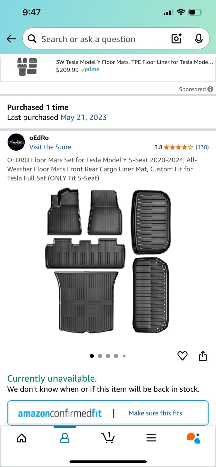 Tesla Model Y Allweather Mats