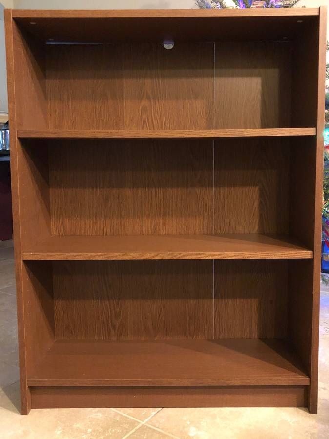 BILLY Bookcase, brown ash veneer, IKEA, 3 shelves plus top bookshelf 11987