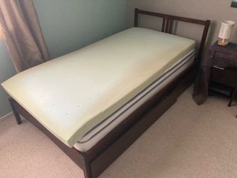 XL twin ikea wood bed frame and mattress