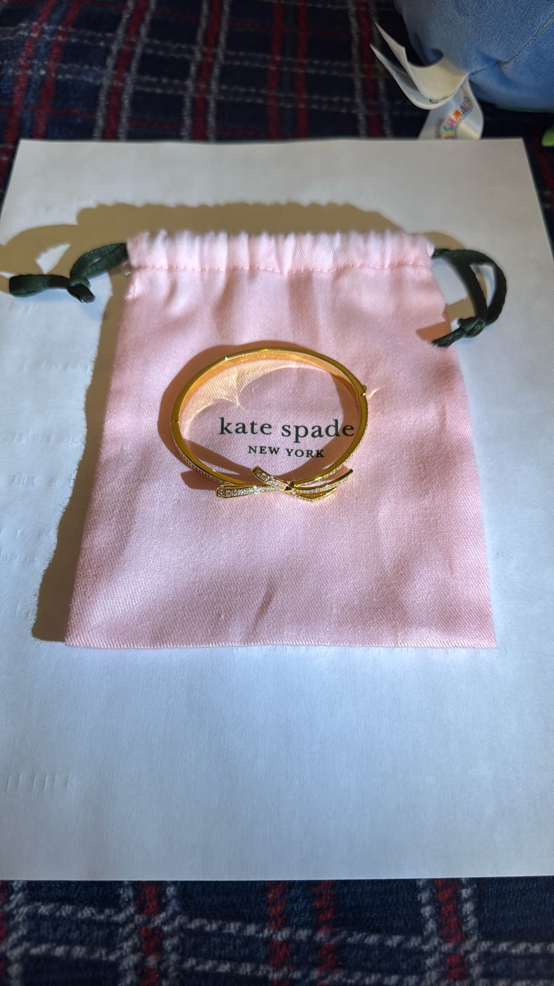 Kate Spade New York Gold Bow Bangle Bracelet with Dust Bag