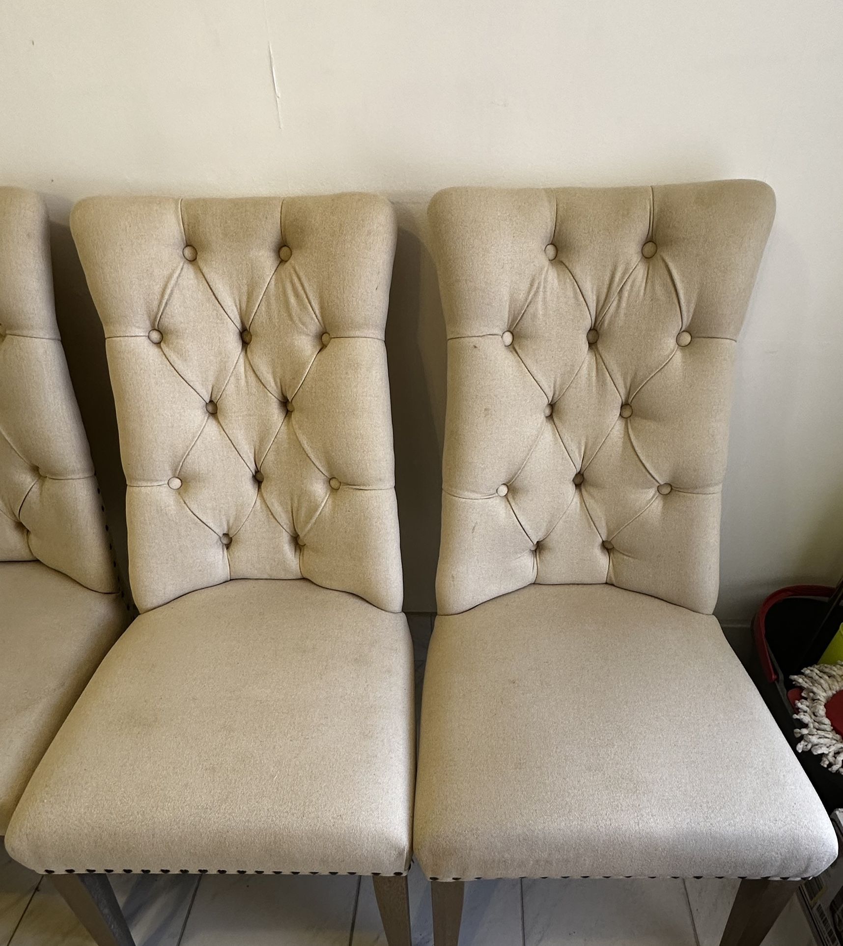 Tufted Dining Chairs (set of 4)-Cream Color – $45 Each or $160 for All 4