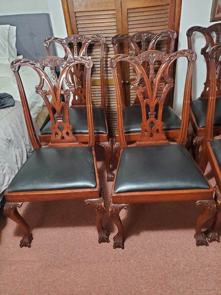 6 Antique Chippendale Style Chairs