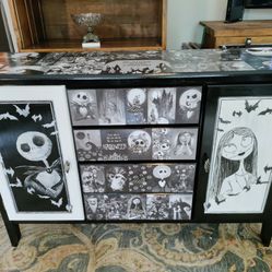 We're Simply Meant To Be Jack And Sally The Nightmare Before Christmas Dresser Buffet Sideboard Tv Stand