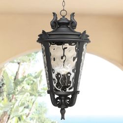 Casa Marseille™ 30" High Black Outdoor Hanging Light