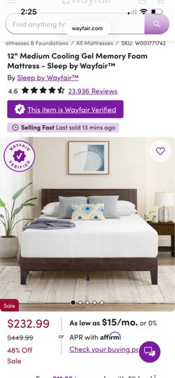 12" Medium Cooling Gel Memory Foam Mattress - Sleep by Wayfair™