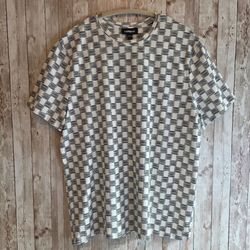 Express Checkered Print Crew Neck T-Shirt L