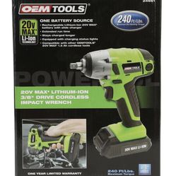 Oem Tools 20V MAX* LITHIUM-ION 3/8 DRIVE CORDLESS IMPACT WRENCH