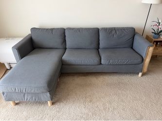 L-shaped sectional sofa, 90” L × 56” W.