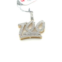 10kt Gold Diamond Emoji Pendant “100” .33ctw 2.30grams 165613 12