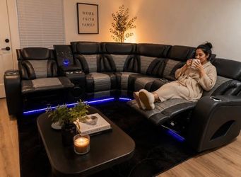 🆕 Power Reclining Sectional Sofa Couch w/ Storage Console, USB & Bluetooth Speakers 🔊