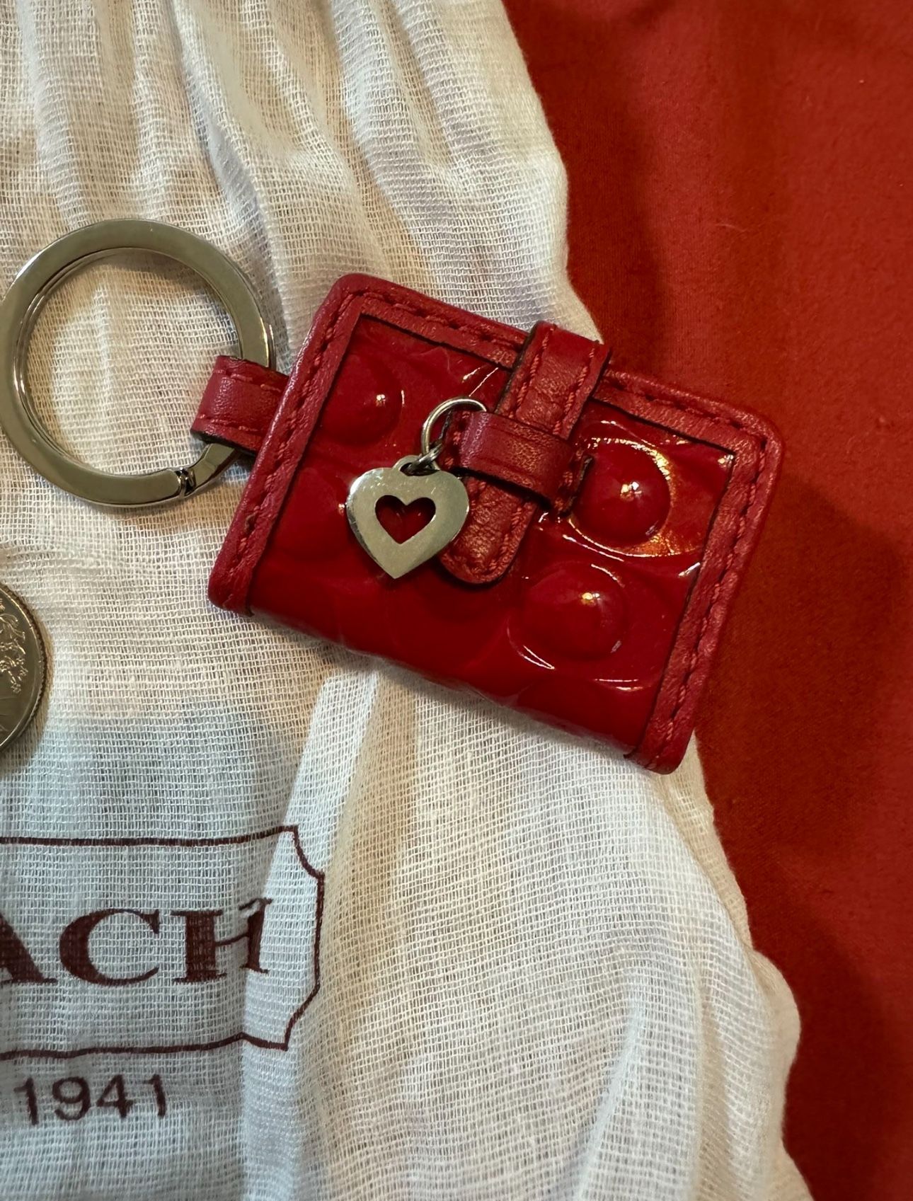Coach Dog Charm Keychain And Heart Keychain