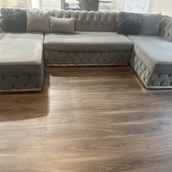 Grey Velvet Sectional 