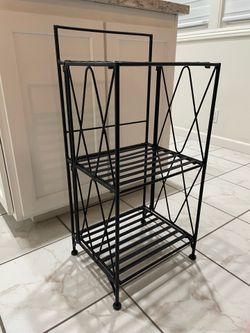 Black Metal Folding 3-Tier Shelf