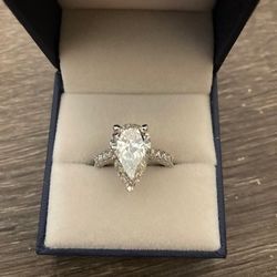 Pear Cut 5 ct Lab-grown Diamond Engagement Ring, 14K Gold, Size 6.5