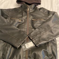 Boys L Leather Jacket-Black Rivet