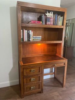 Solid Wood Desk with Hutch Bookcase (2 piece)