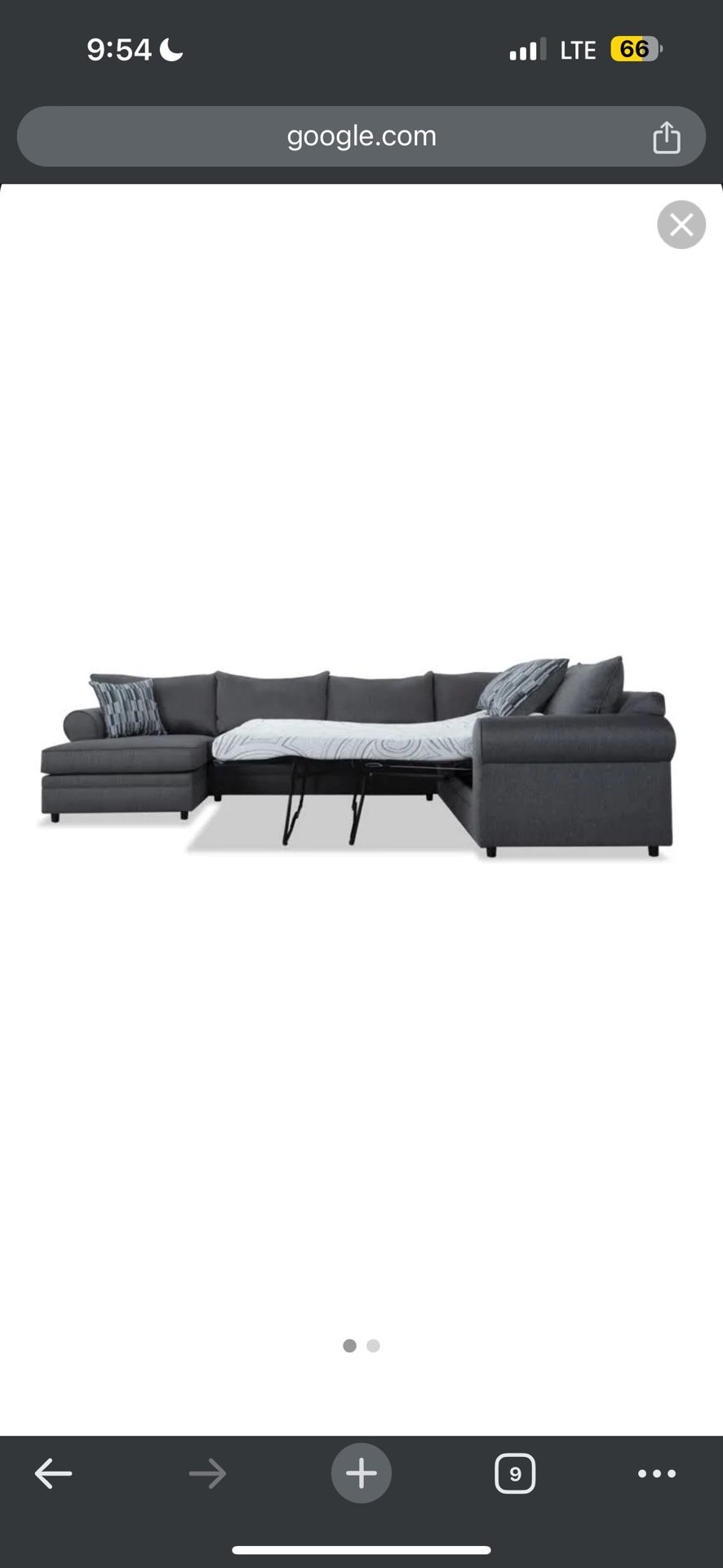 Sectional Sofa In gray With Pull Out Bed - USED